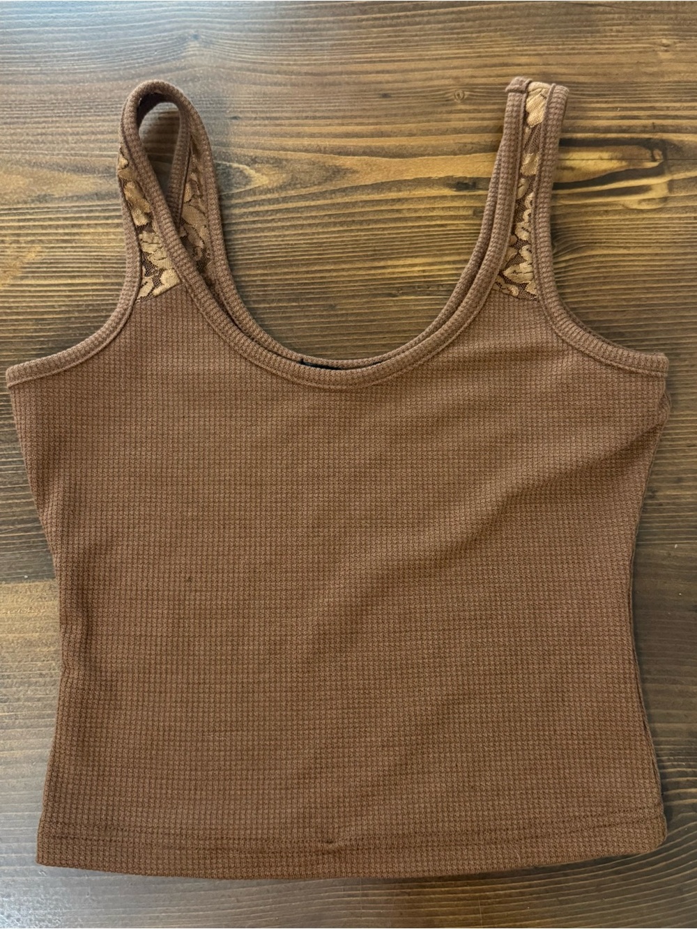 Shein ribbed crop top with strap lace details